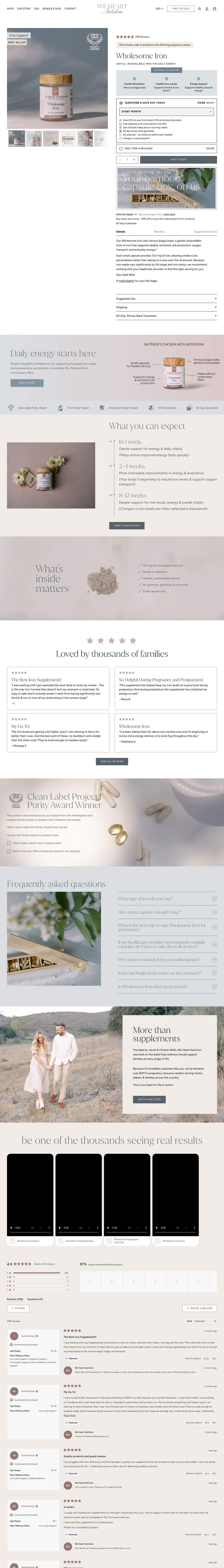 We Heart Nutrition landing page: Wholesome Iron