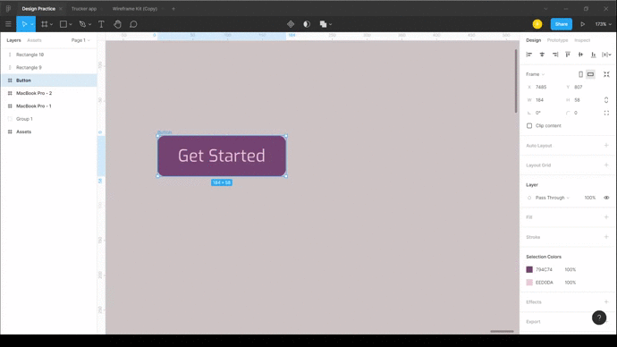 Making button component gif in Figma
