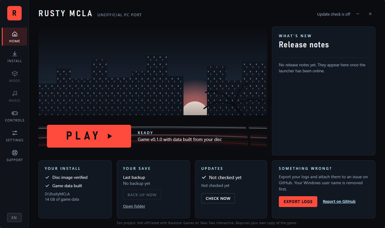 The Rusty MCLA launcher, ready to play