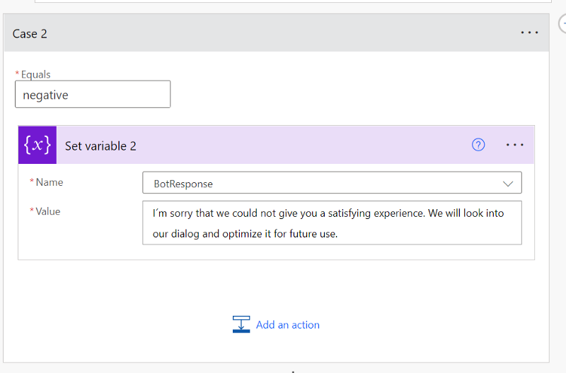 Figure 38: create a negative case with Response to User
