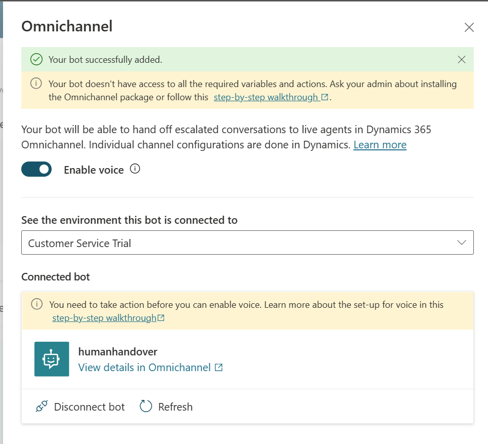 Figure 15: find your bot connected