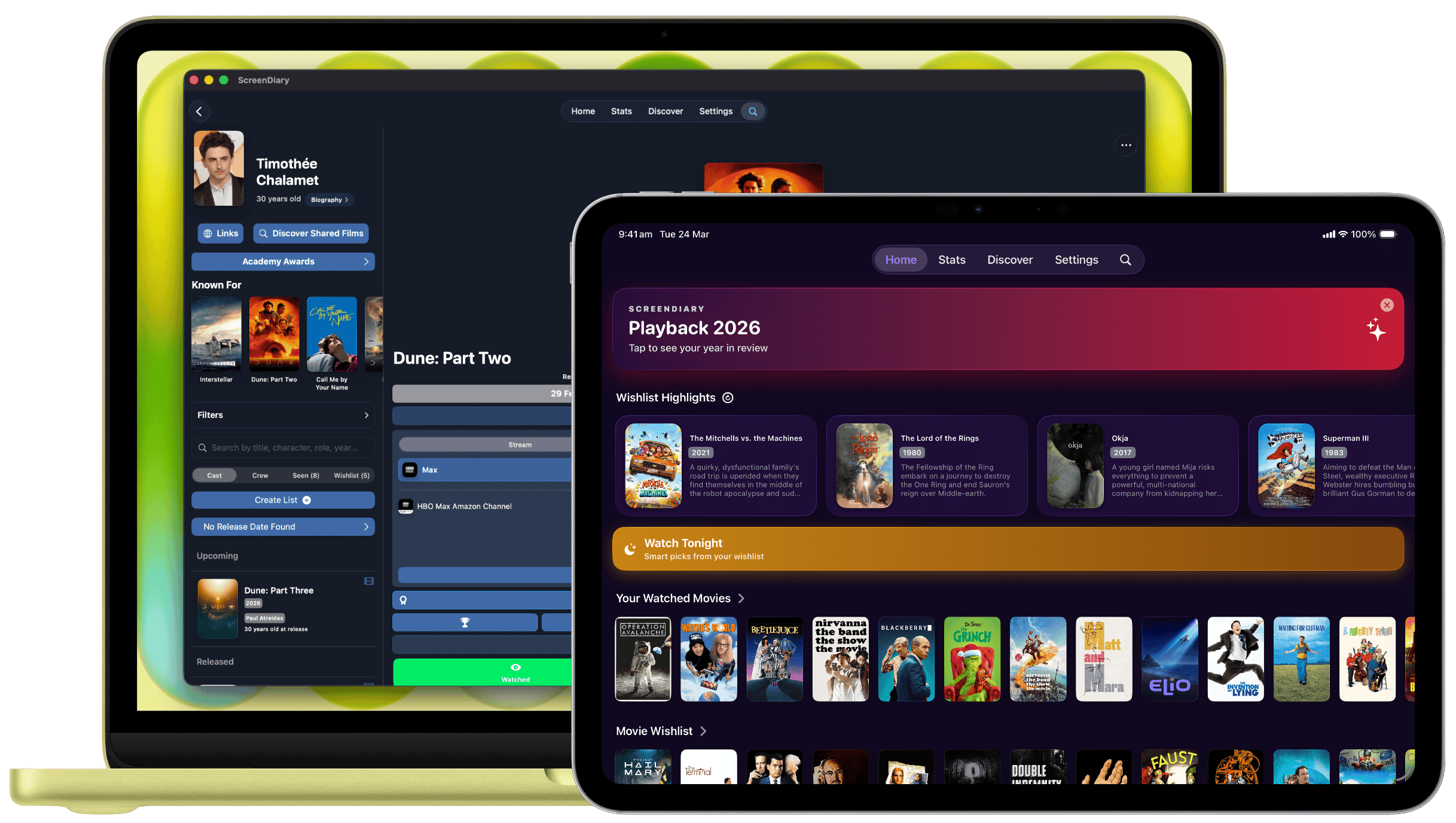 ScreenDiary running on iPad and Mac