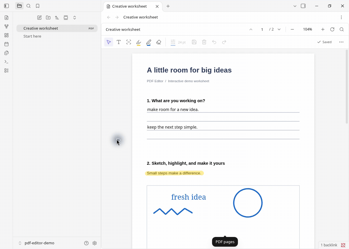 Edit PDFs in notes and pop-out windows