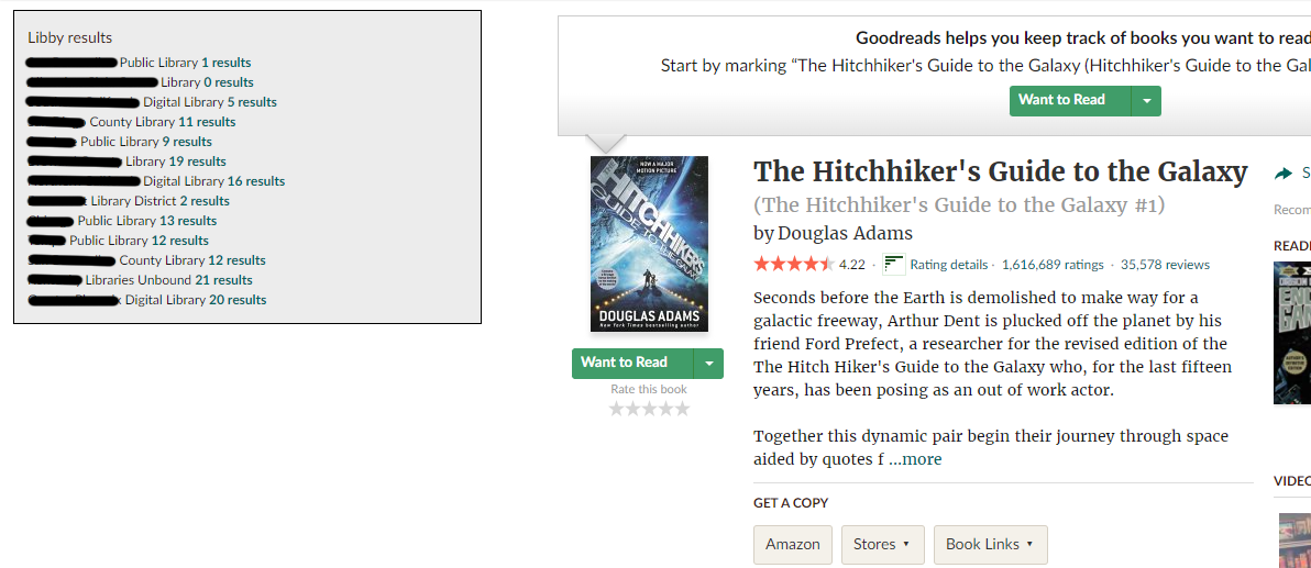 The search results on Goodreads