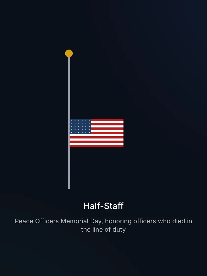 The flag at half staff with the proclamation reason underneath
