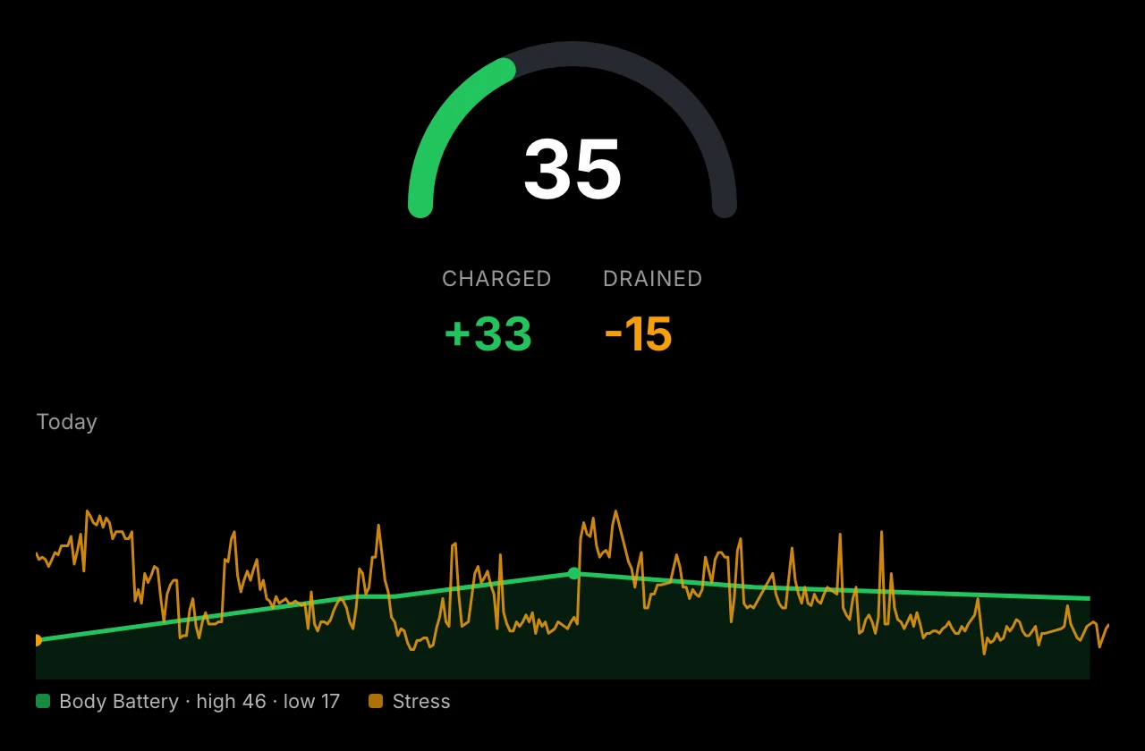 Body Battery gauge with today's trend