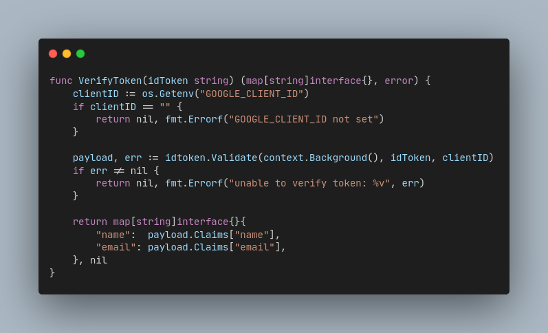 code snippet, verifyToken