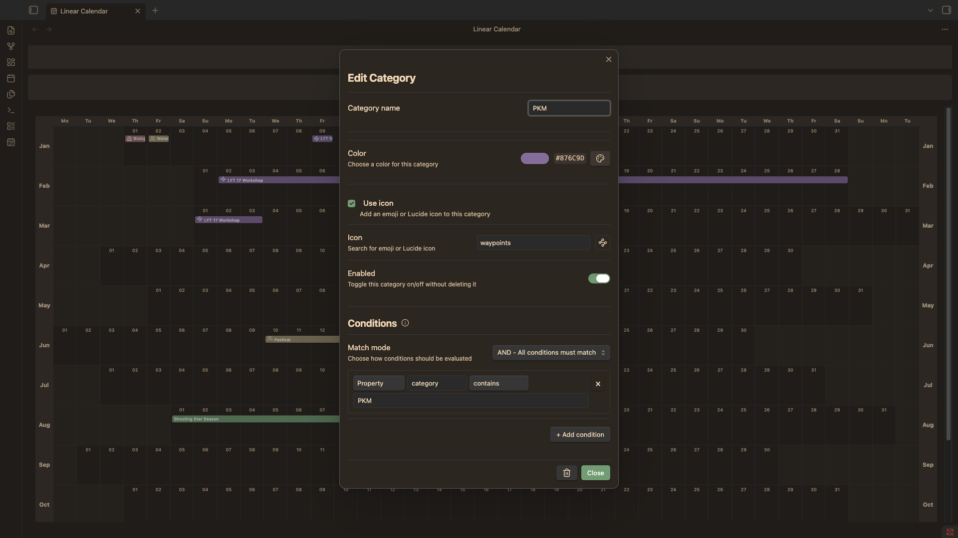 Settings Chip Color Categories Screenshot