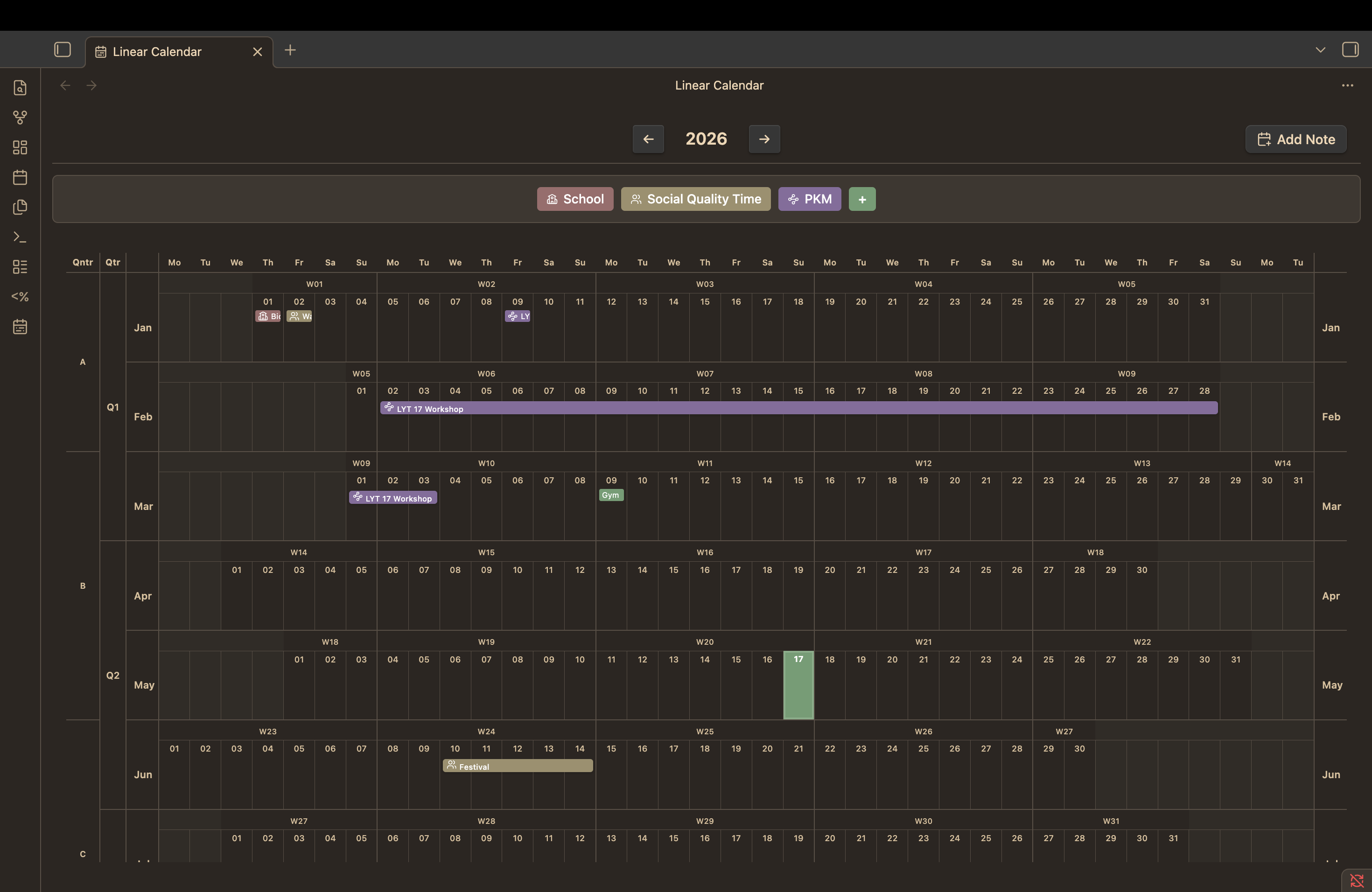Linear Calendar Screenshot