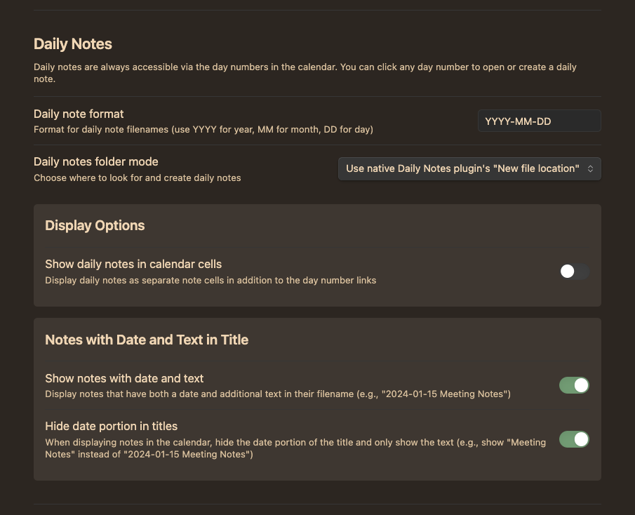 Settings Daily Notes Screenshot