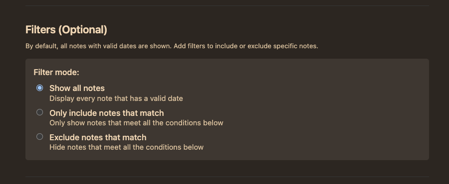 Settings Filters Screenshot