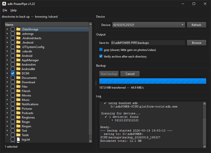 [TOOL][Windows] adb-PowerPipe Backup – FAST directory backups (like ...