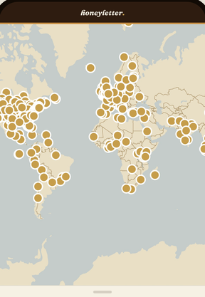The honeymap in the honeyletter app