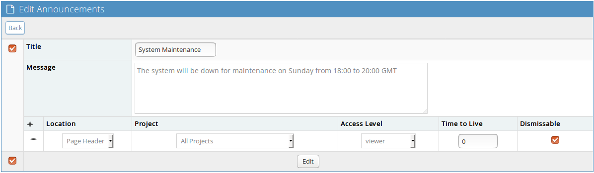 Manage Announcements