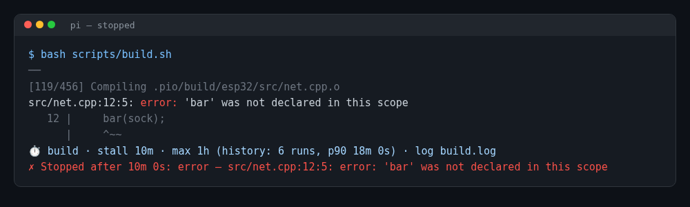 Stopped build with error verdict