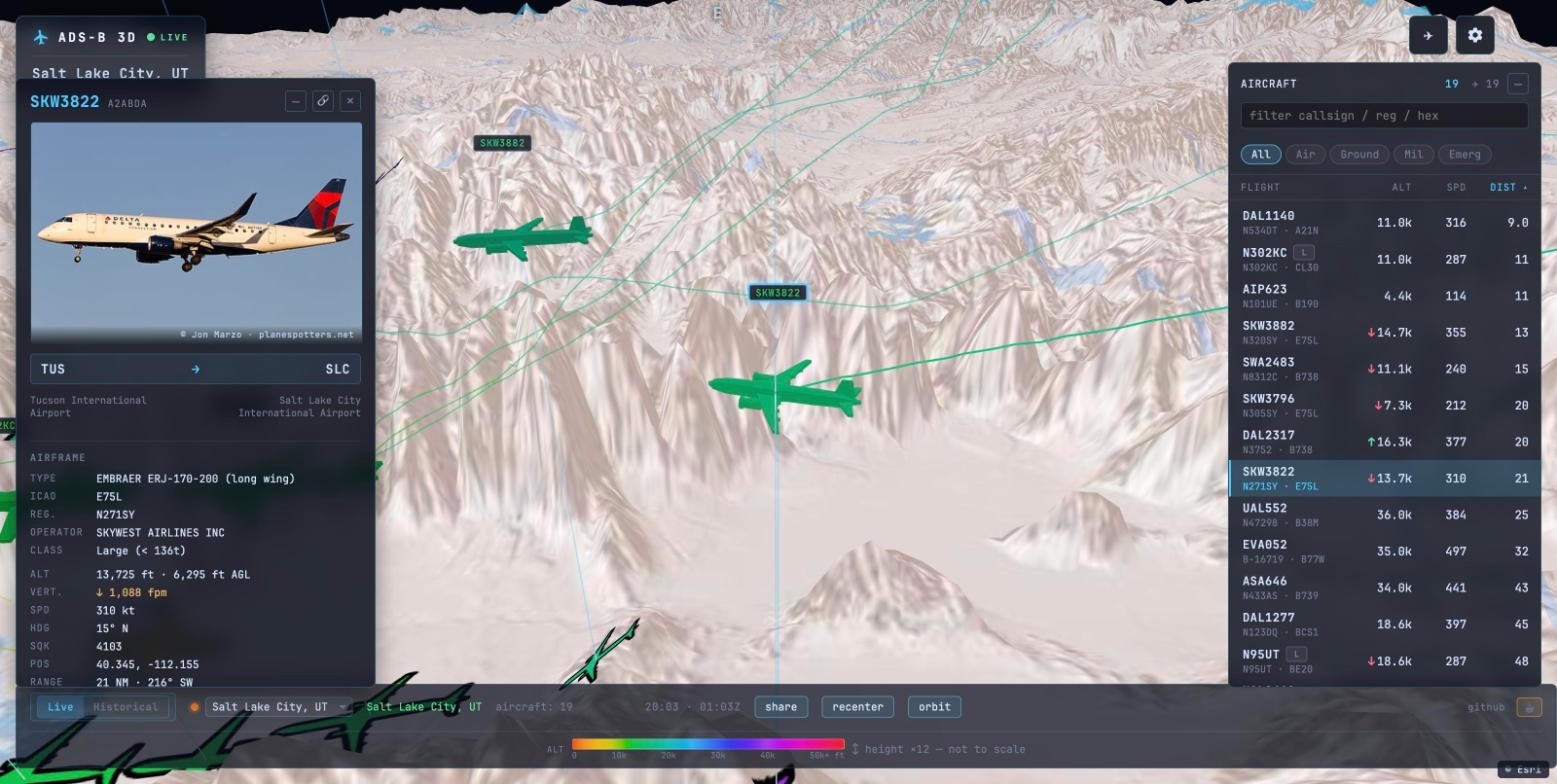 Following a SkyWest E175 inbound to Salt Lake, with its detail card