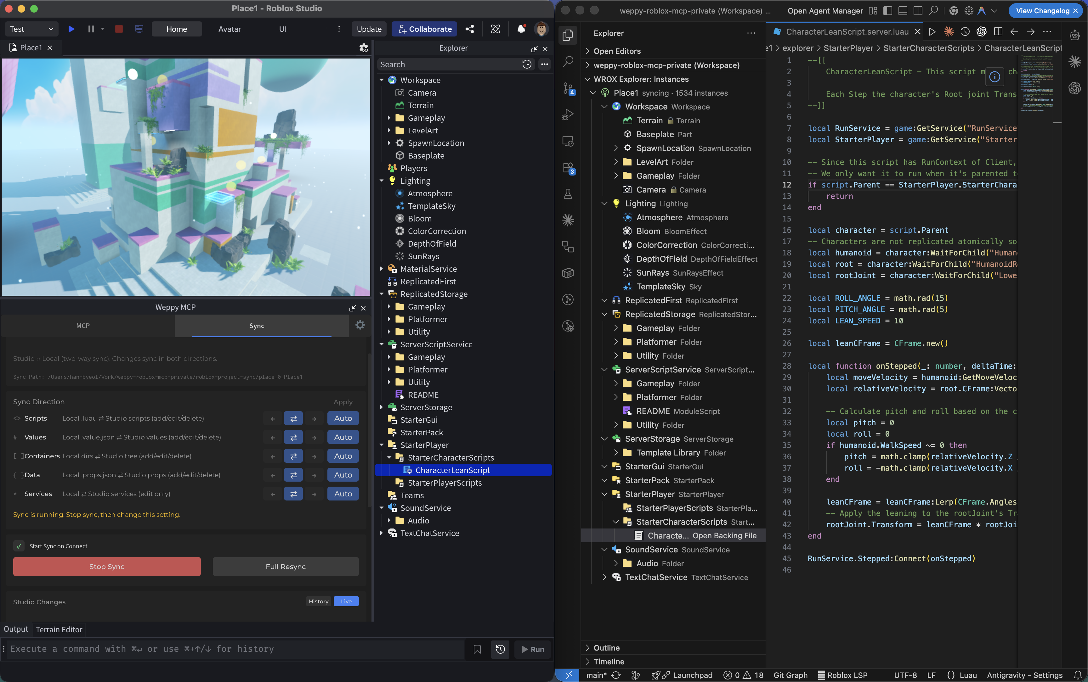 Sync workflow — Studio and local files synchronized in real time