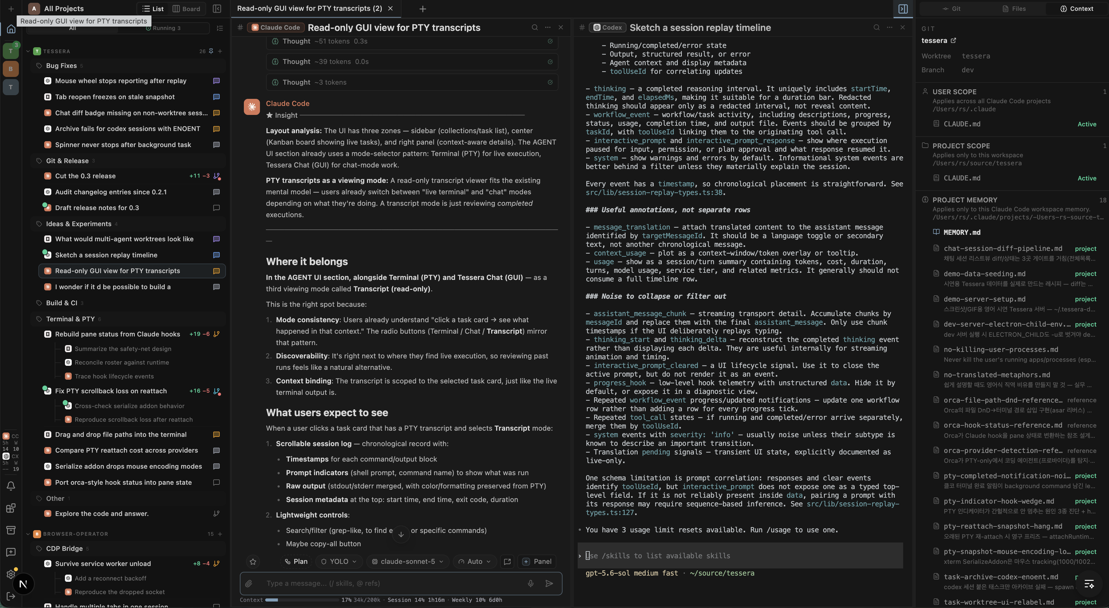 Claude Code in GUI mode alongside Codex in terminal mode