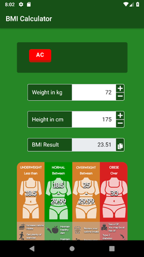 BMI Calculator Body Mass Index Chart Mobile (Smartphone)