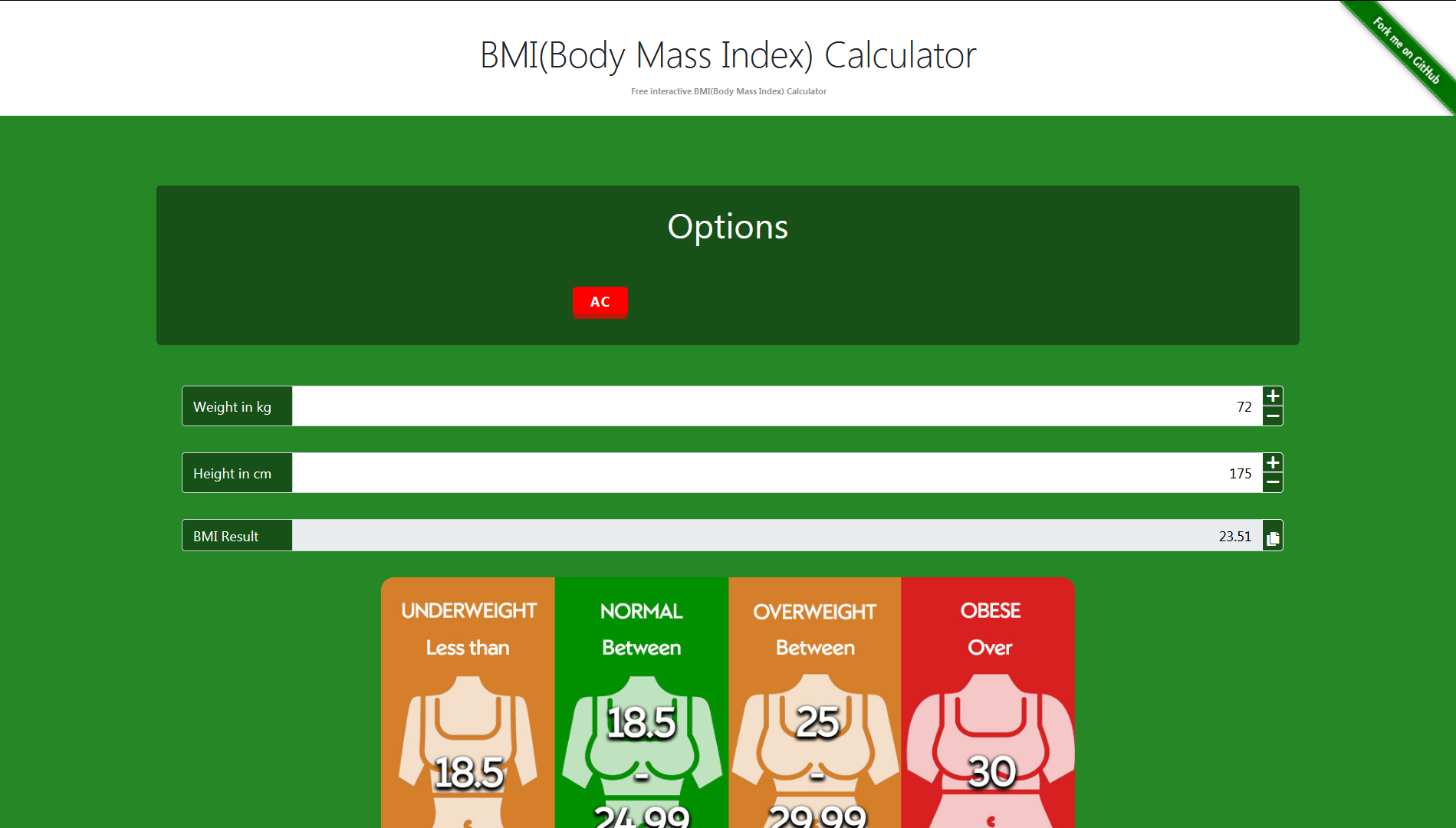 BMI Calculator Body Mass Index Chart