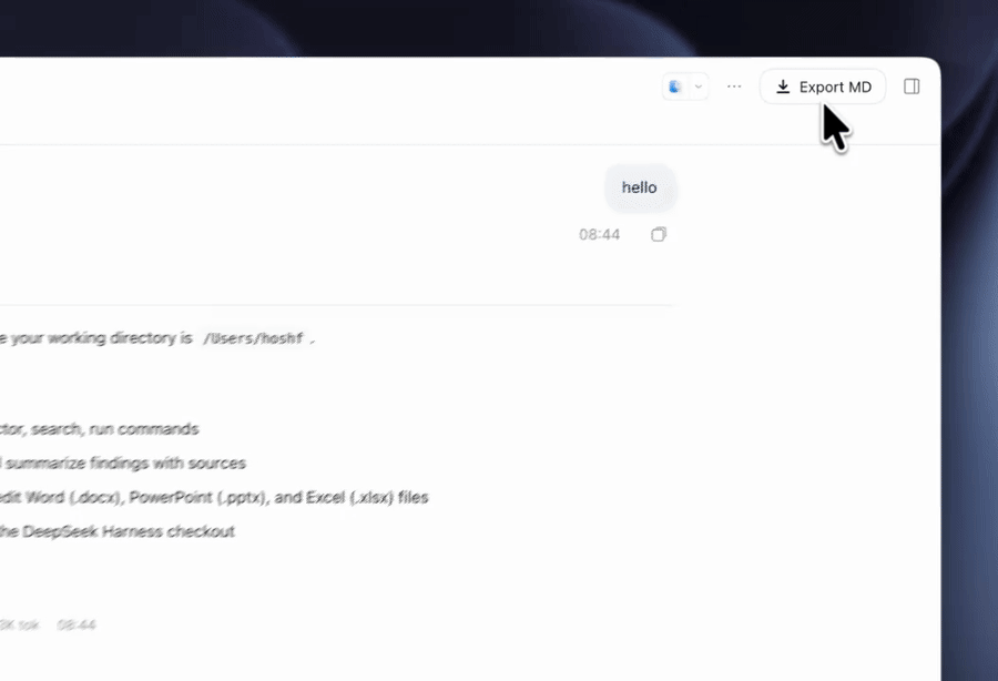 Click the button, get a save dialog, get the Markdown