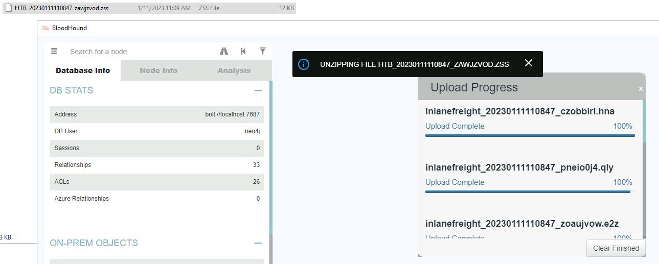 BloodHound interface showing node information panel.