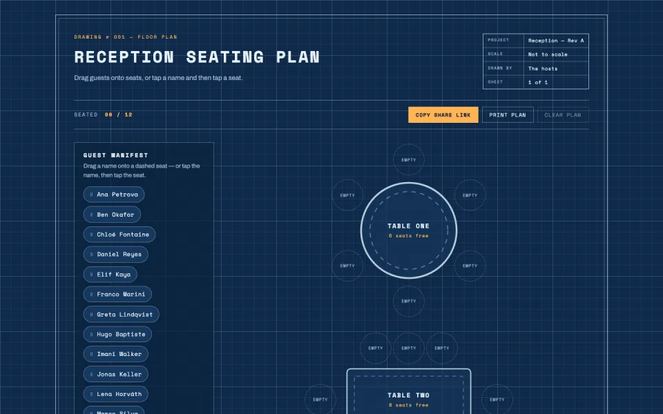 Reception Seating Plan