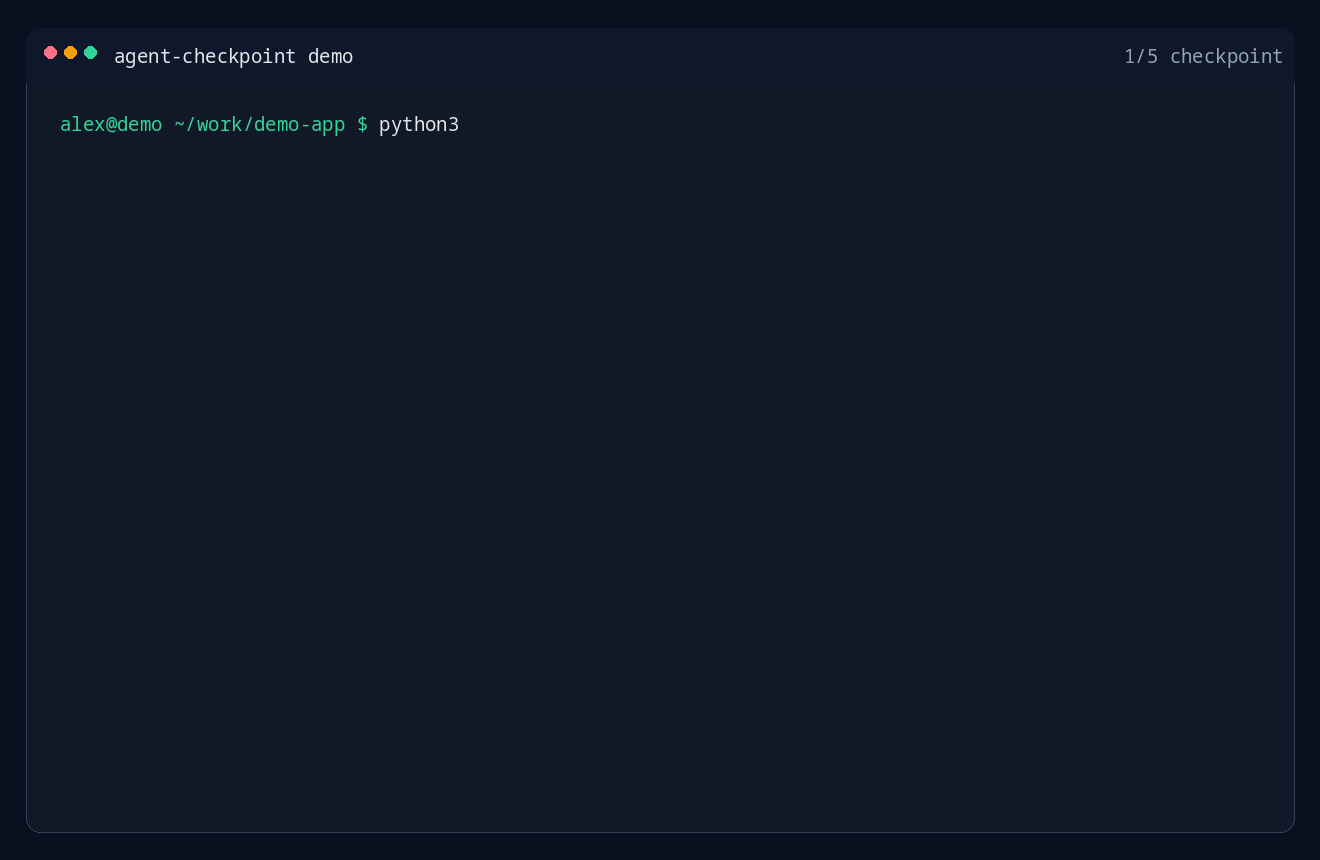 Terminal demo of repo-checkpoint and repo-resume