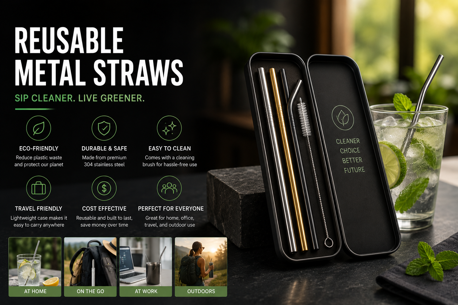 Reusable metal straws eco