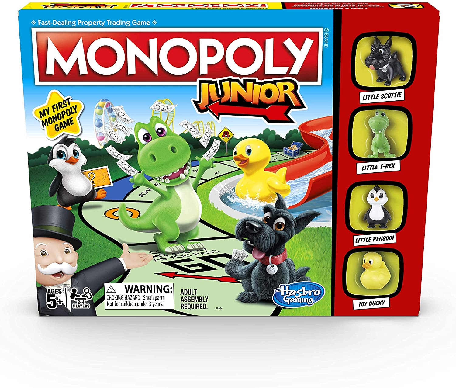 Front cover for the box of the board game, Monopoly JR.