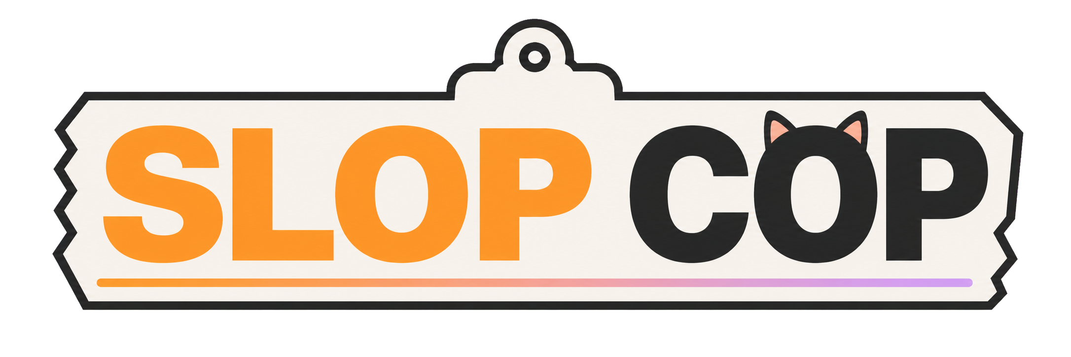 Slop Cop wordmark with cat ears