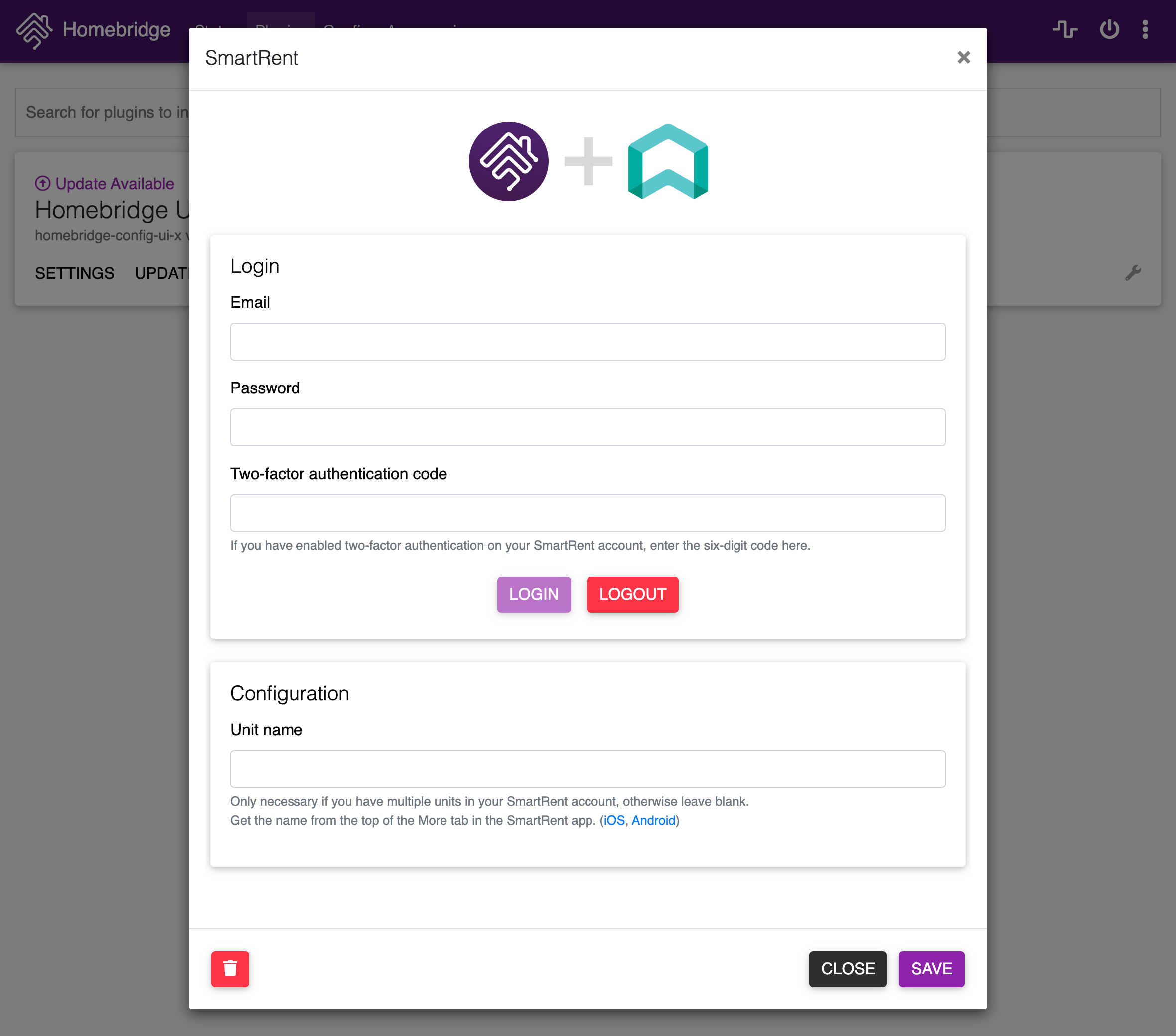 Plugin settings screenshot
