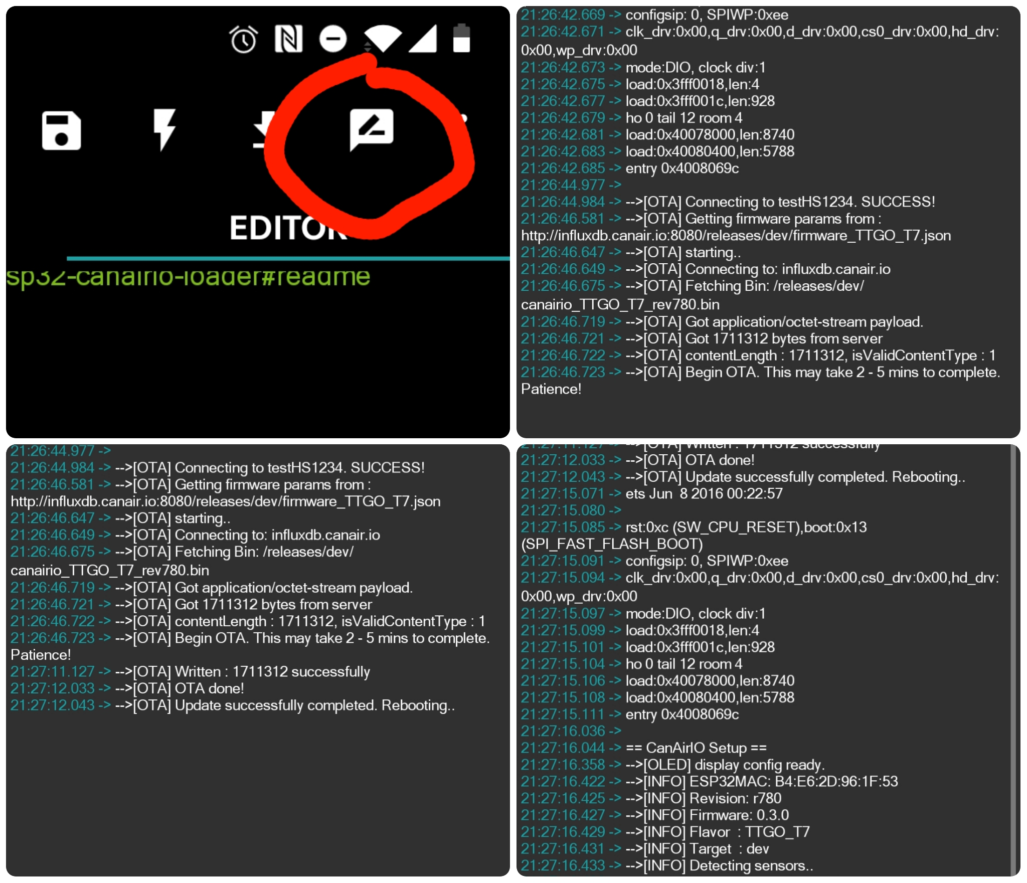 serial monitor output example