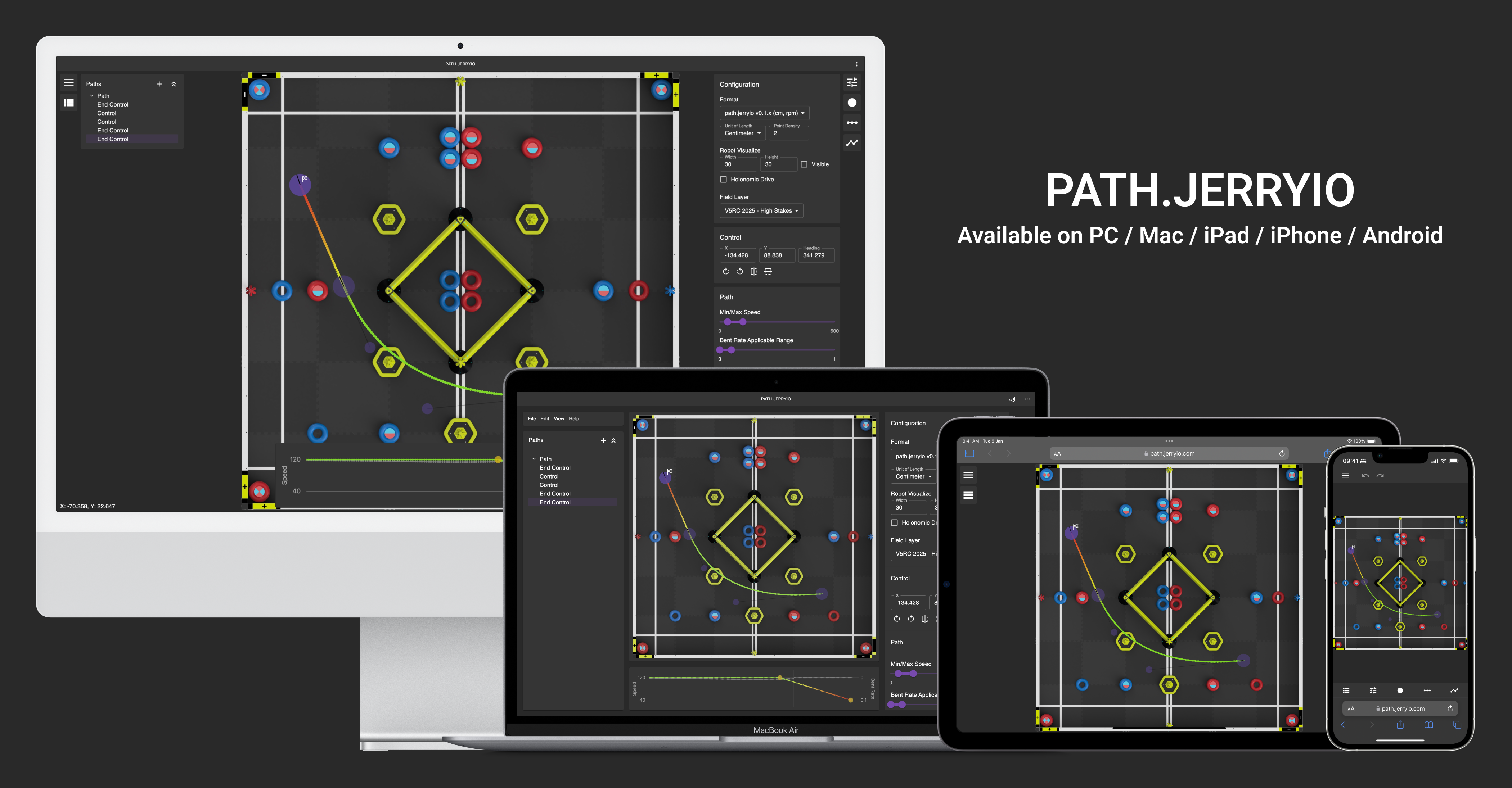 Screenshot of PATH.JERRYIO with a path in the editor
