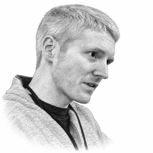 Shaded pencil portrait of Patrick Collison