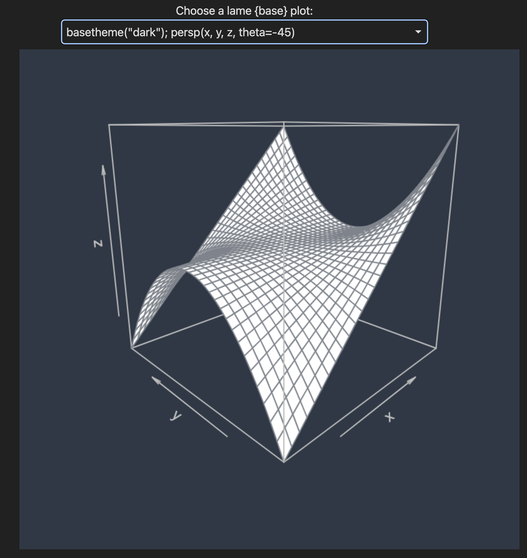 basetheme example persp() plot