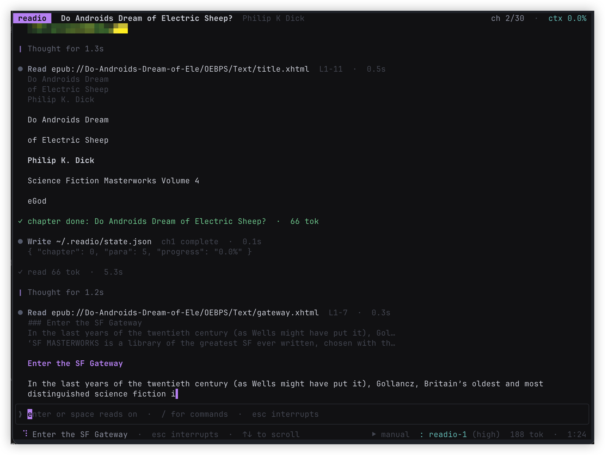 Reading an EPUB in the terminal