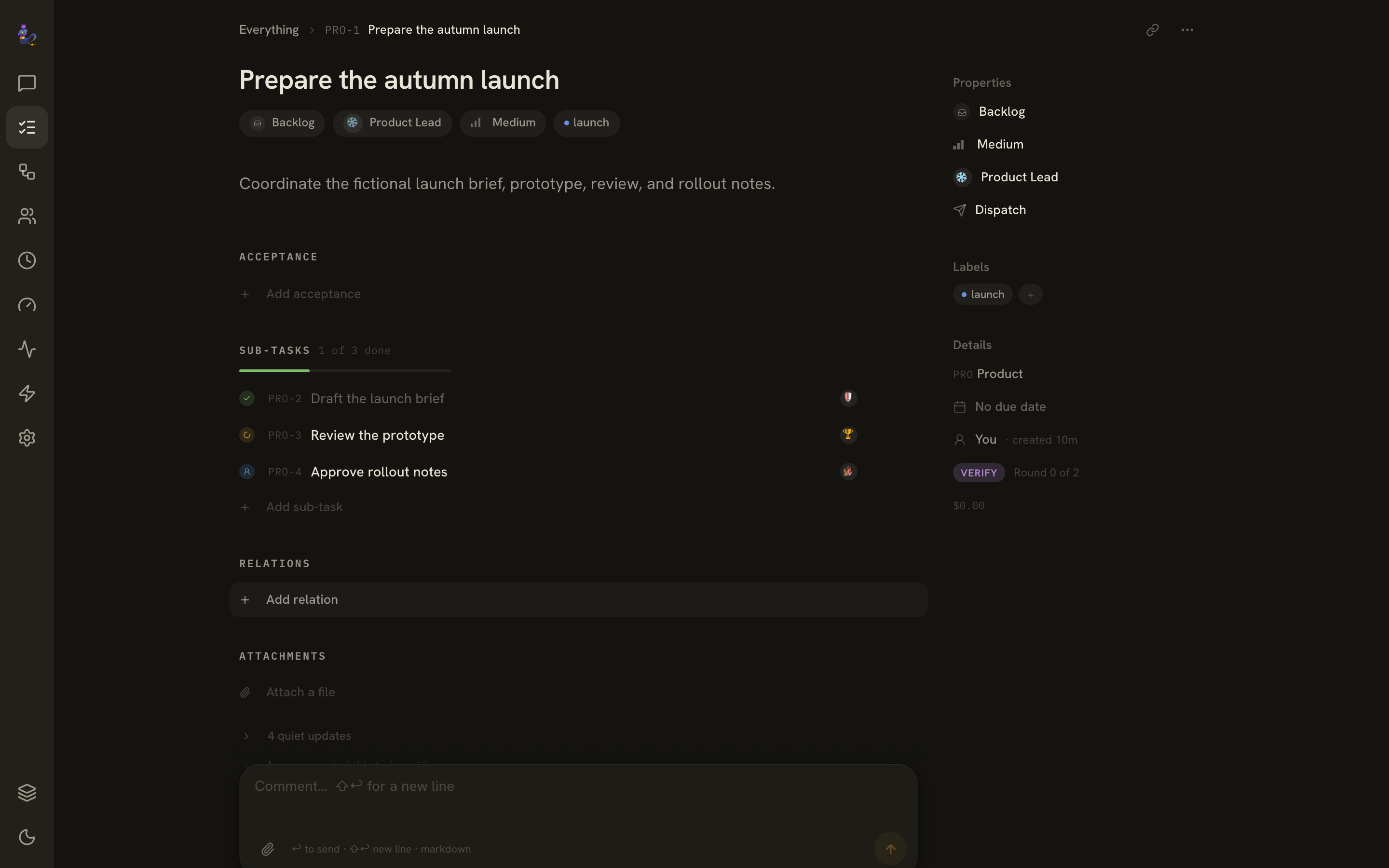 The Todos ledger - tickets assigned to AI employees across backlog, in-progress, review, and done