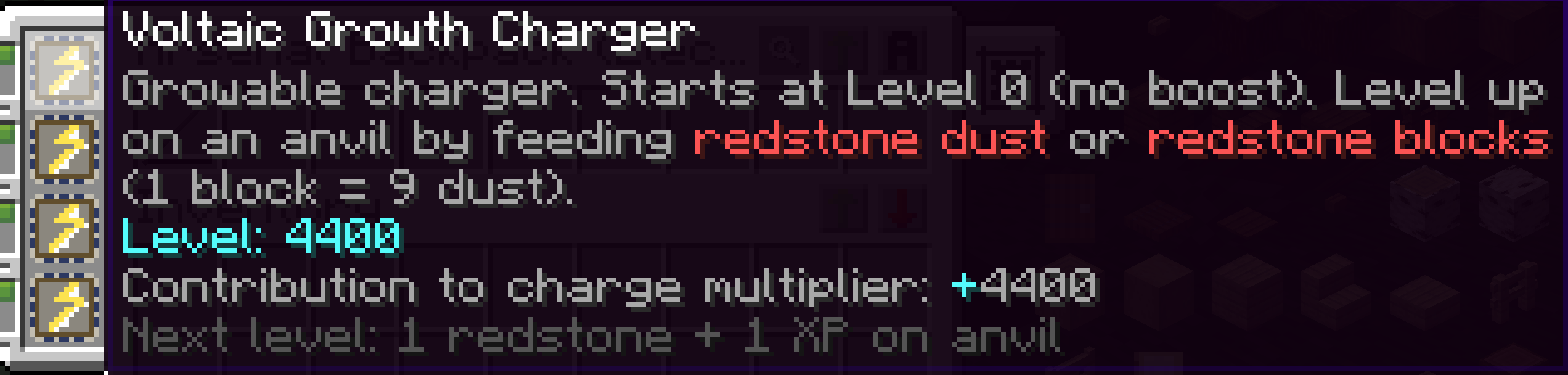 Voltaic Growth Charger Lv 4400 with full charger upgrade slots