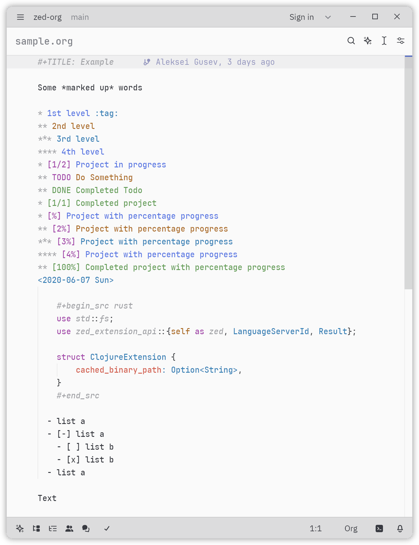 Demo of Zed Org Mode