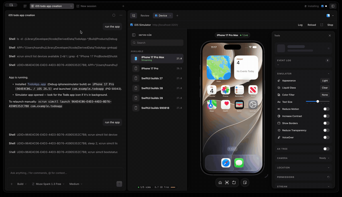 MobileCode building and running an iOS app in the embedded simulator