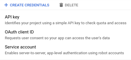 create credentials menu