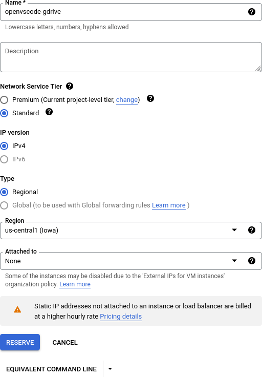 reserve a static address page