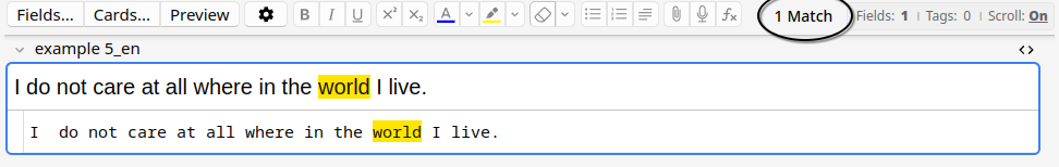 Code That Match Hidden matches within field code