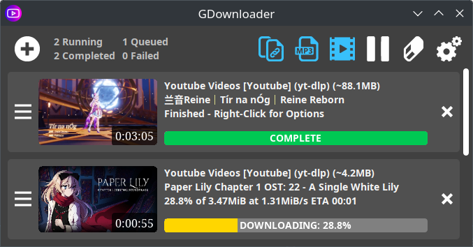 Screenshot of GDownloader