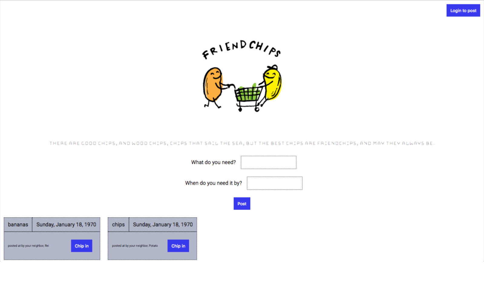 screenshot of Friendchips