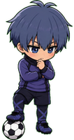 Shadow Striker standing with a ball, thinking