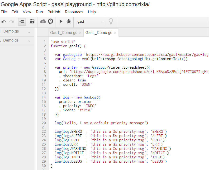 GasL(GasLog) for GAS(Google Apps Script)