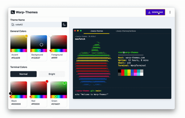 Warp-Themes Demo Install via Terminal