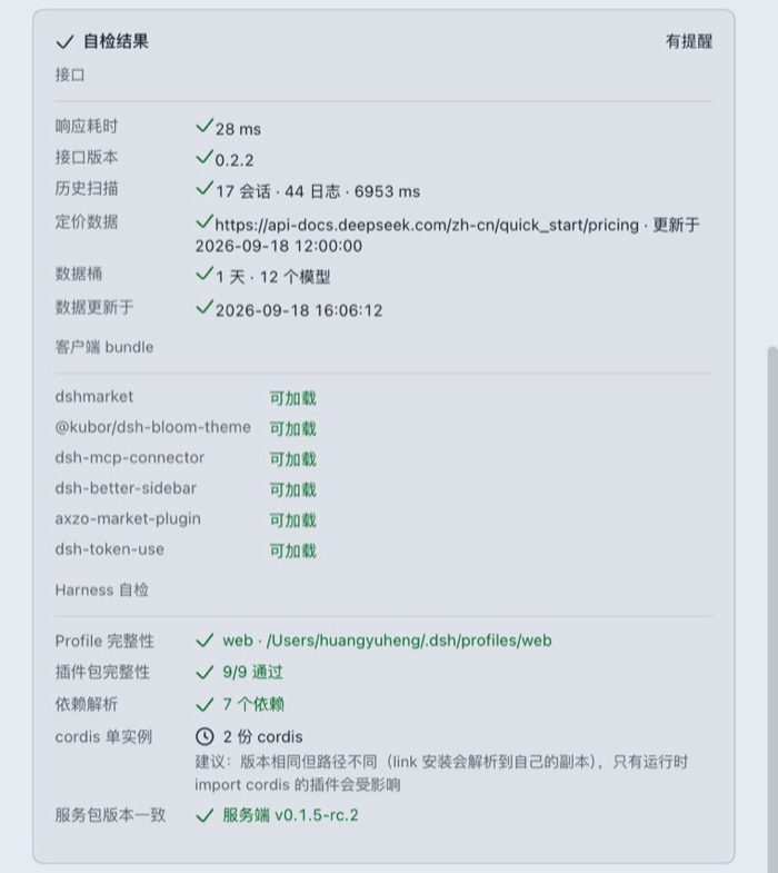 健康检查的自检结果